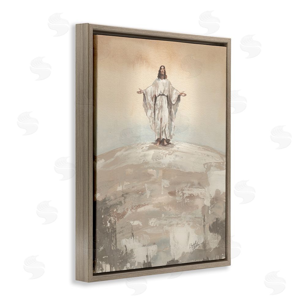 Sundance Graphics Jesus on Hill Brown Floating Frame Canvas Wall Art Print