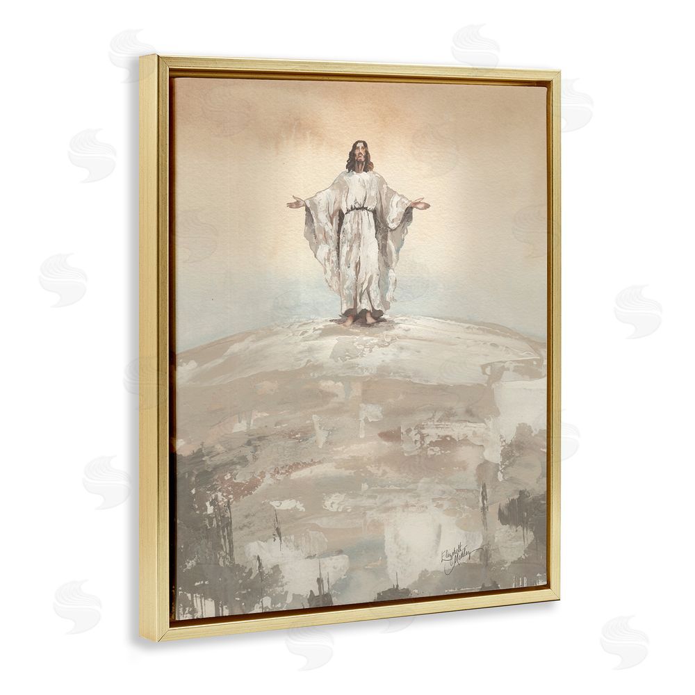 Sundance Graphics Jesus on Hill Gold Floating Frame Canvas Wall Art Print
