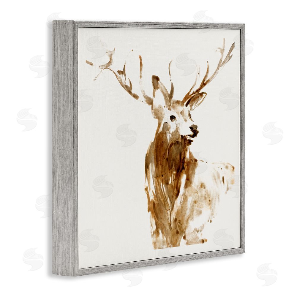 Sundance Graphics Deer Portrait Head Shot Gray Framed Giclee Wall Art Print
