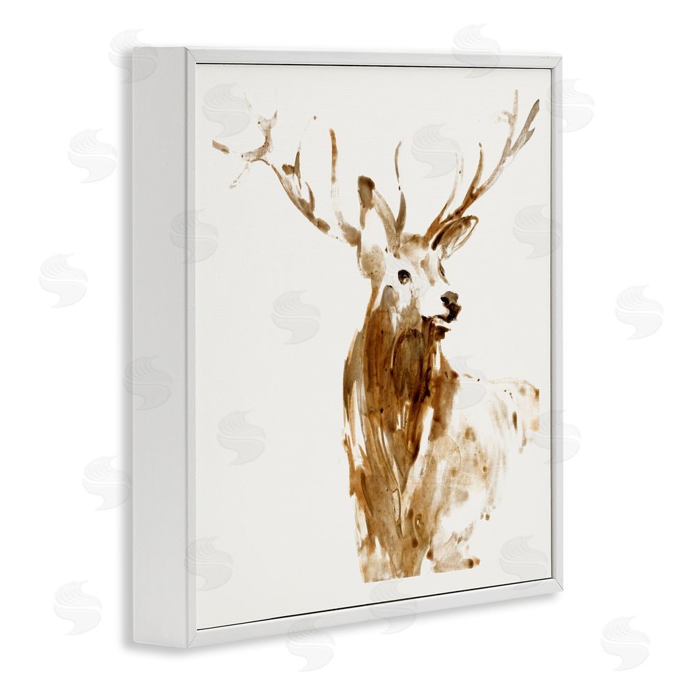 Sundance Graphics Deer Portrait Head Shot White Framed Giclee Wall Art Print