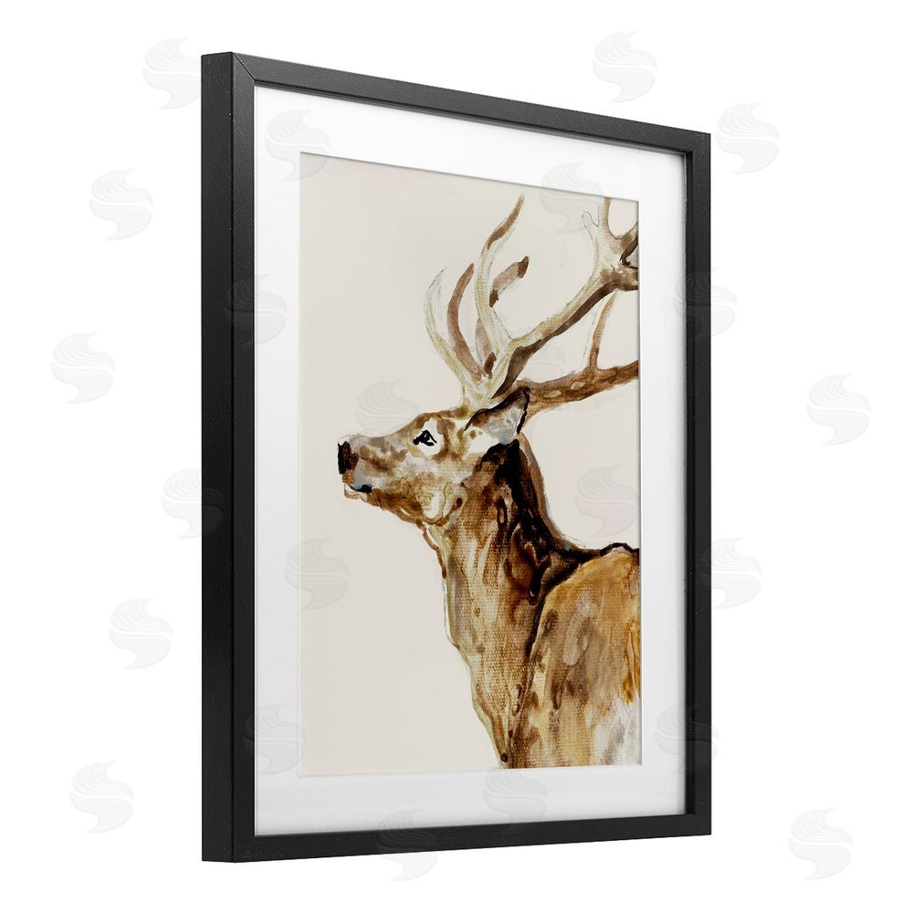 Sundance Graphics Deer Portrait Profile View Black Framed Print Under Glass Wall Art