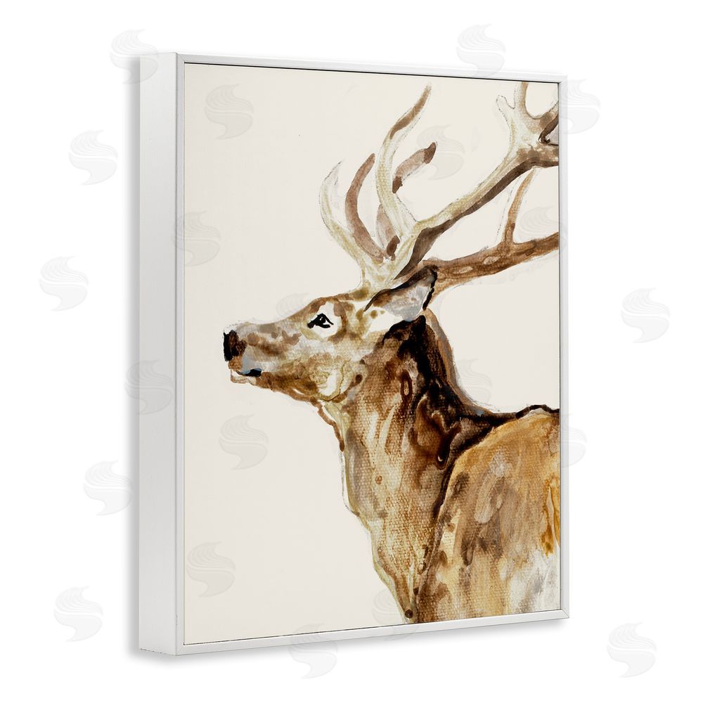 Sundance Graphics Deer Portrait Profile View White Framed Giclee Wall Art Print