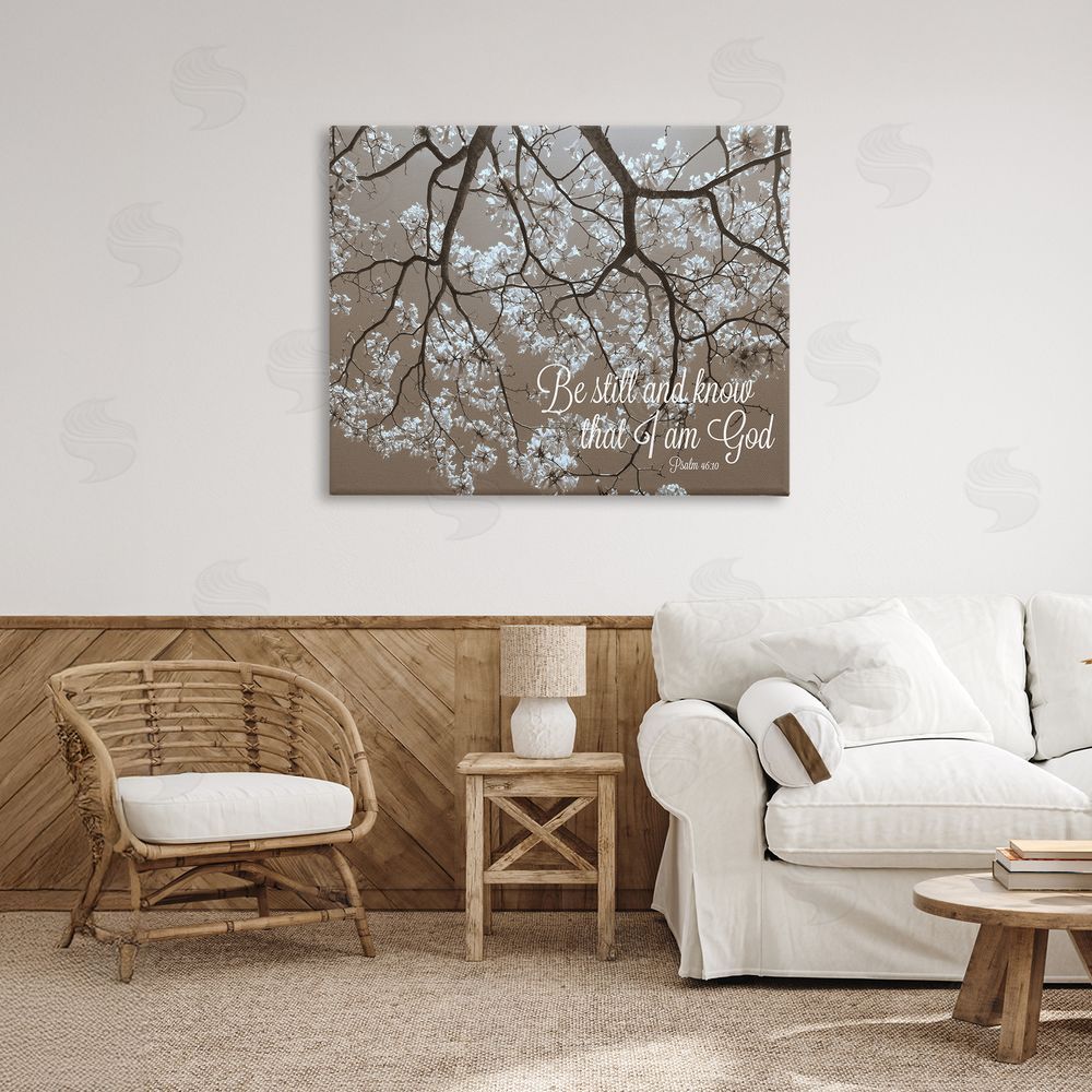 Sundance Graphics Be Still Apple Blossoms Canvas Wall Art Print in Room