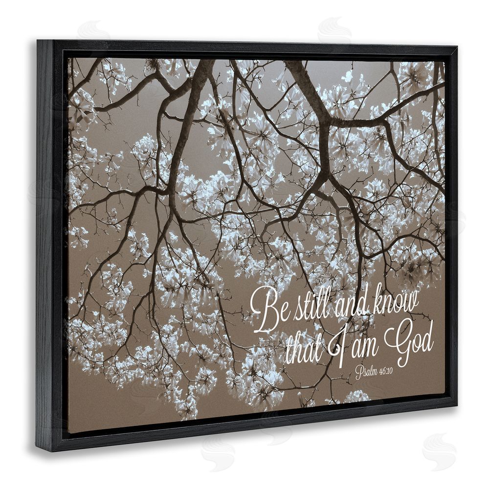 Sundance Graphics Be Still Apple Blossoms Black Floating Frame Canvas Wall Art Print