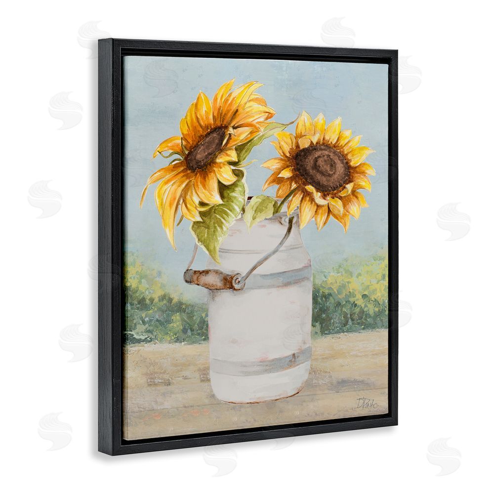 Sundance Graphics Sunflower Pitcher in Country Black Floating Frame Canvas Wall Art Print