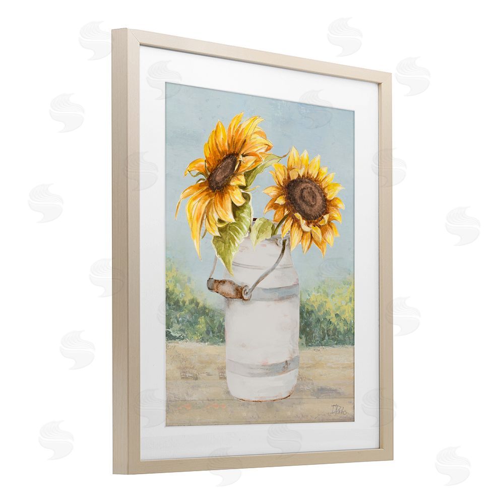 Sundance Graphics Sunflower Pitcher in Country Birch Framed Print Under Glass Wall Art