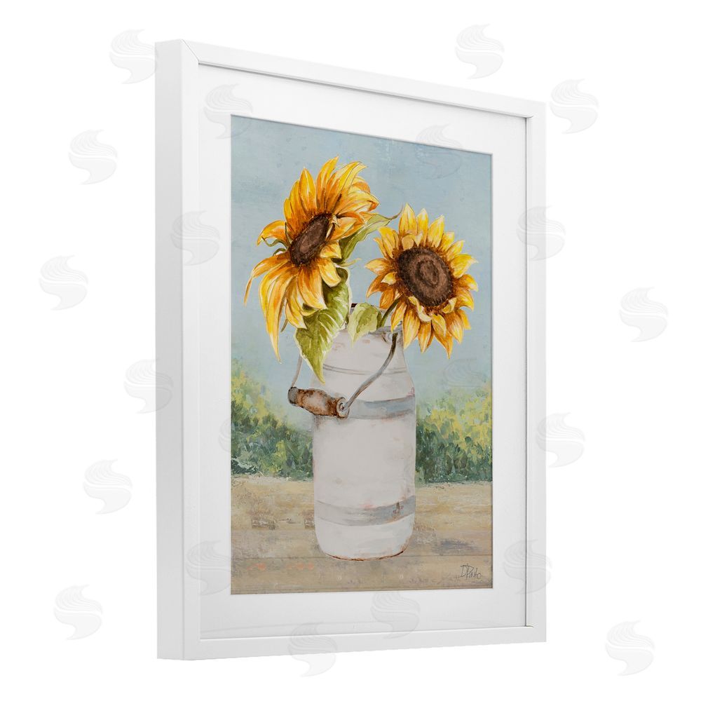 Sundance Graphics Sunflower Pitcher in Country White Framed Print Under Glass Wall Art