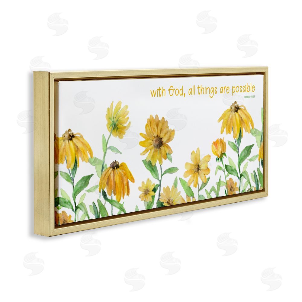 Sundance Graphics With God Proverb & Daisies Gold Floating Frame Canvas Wall Art Print