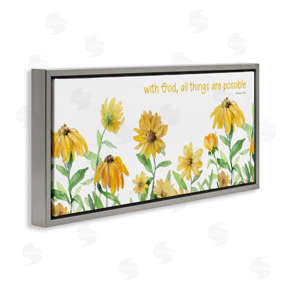 Sundance Graphics With God Proverb & Daisies Gray Floating Frame Canvas Wall Art Print