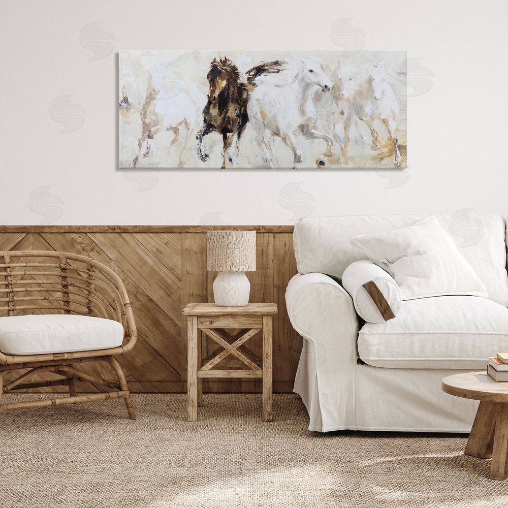 Sundance Graphics Dancing Horses Abstract Scene Canvas Wall Art Print in Room