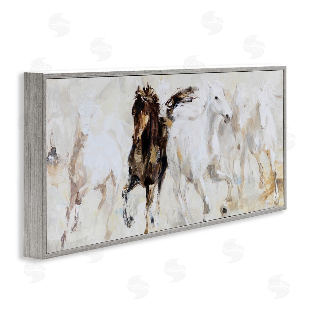 Sundance Graphics Dancing Horses Abstract Scene Gray Framed Giclee Wall Art Print