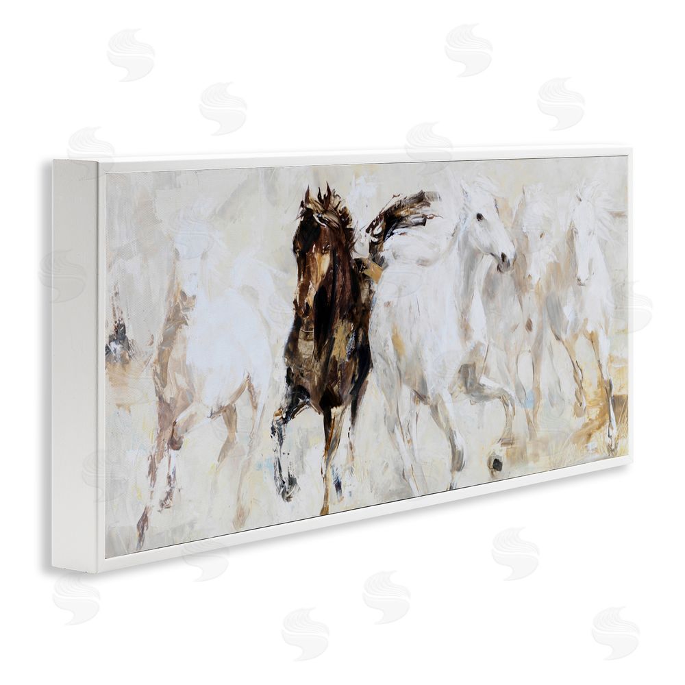 Sundance Graphics Dancing Horses Abstract Scene White Framed Giclee Wall Art Print