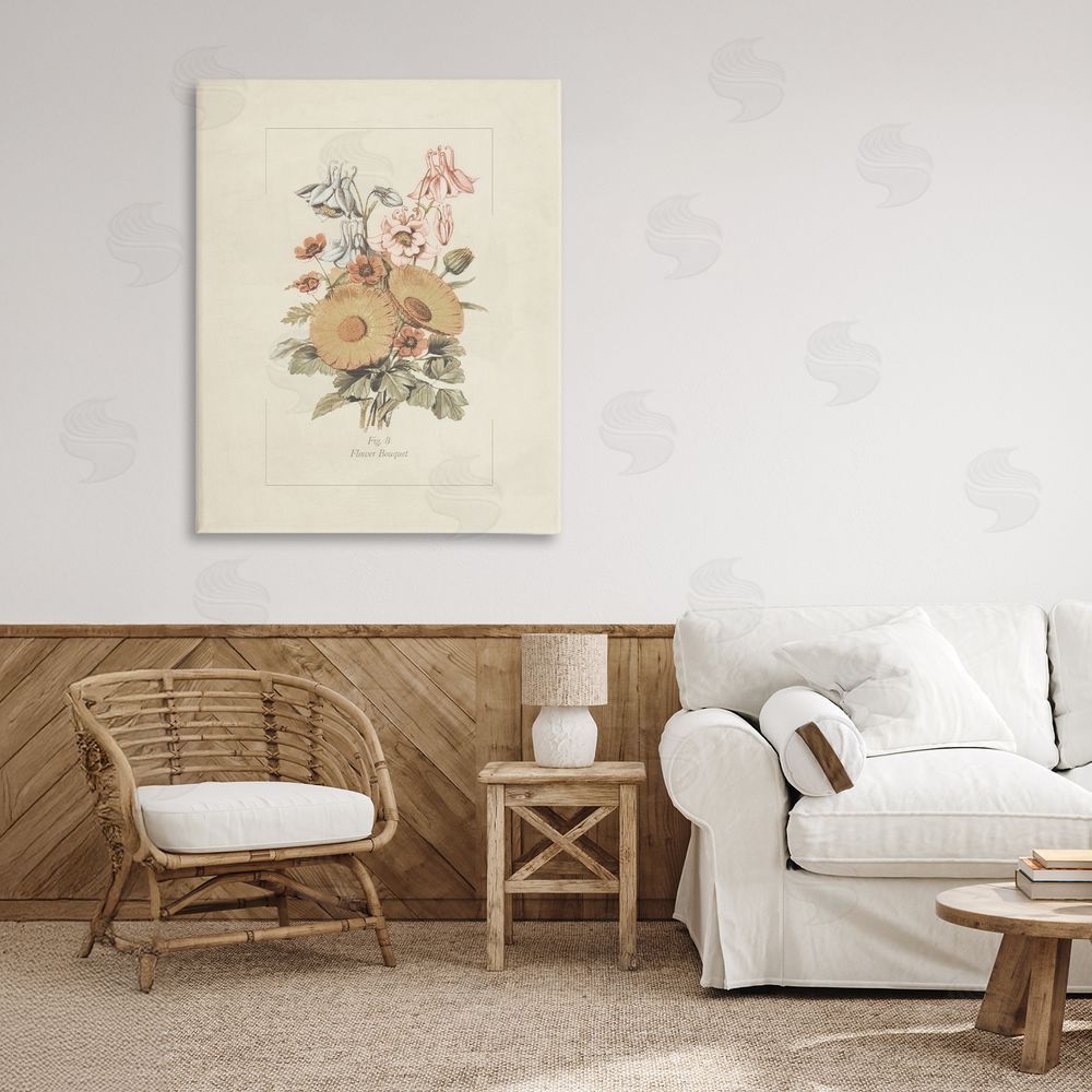 Sundance Graphics Flower Bouquet Vintage Garden Canvas Wall Art Print in Room