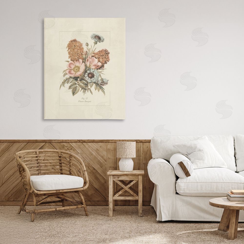 Sundance Graphics Flower Bouquet Vintage Blossoms Canvas Wall Art Print in Room