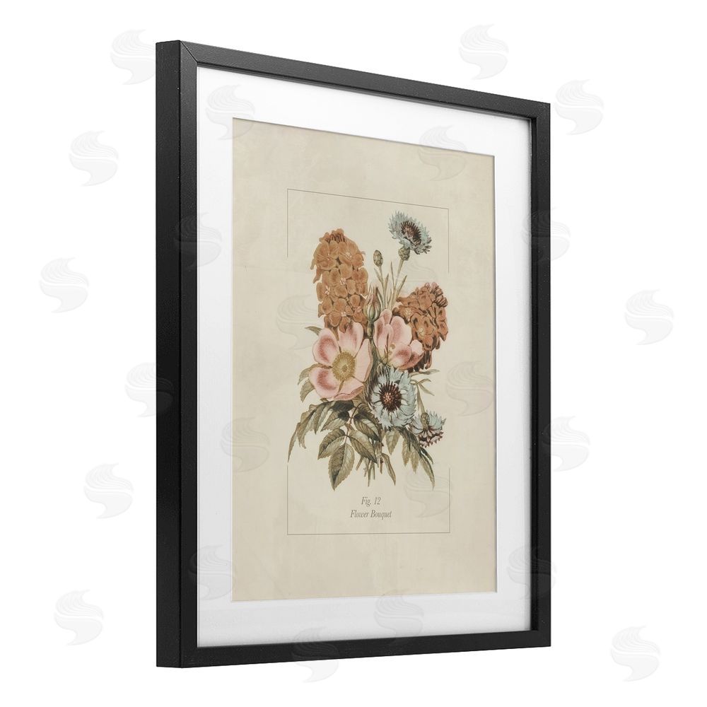 Sundance Graphics Flower Bouquet Vintage Blossoms Black Framed Print Under Glass Wall Art
