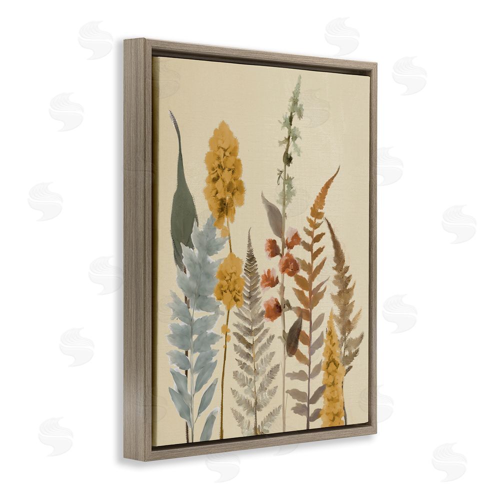 Elizabeth Medley Autumnal Wild Plants Brown Floating Frame Canvas Wall Art Print