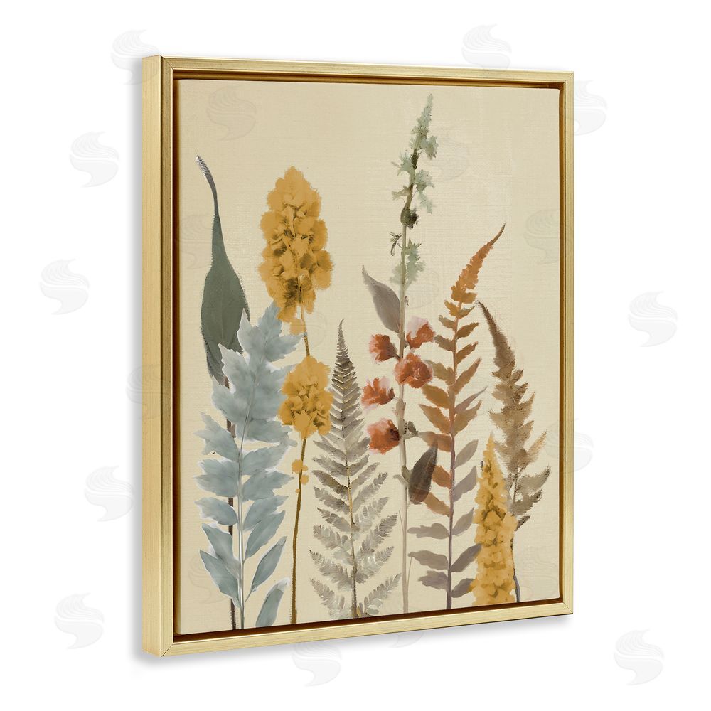 Elizabeth Medley Autumnal Wild Plants Gold Floating Frame Canvas Wall Art Print