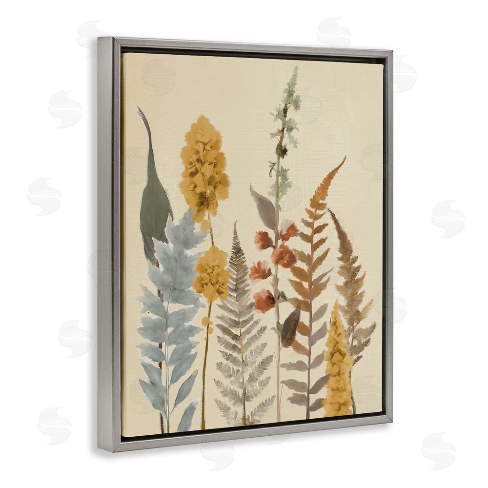 Elizabeth Medley Autumnal Wild Plants Gray Floating Frame Canvas Wall Art Print