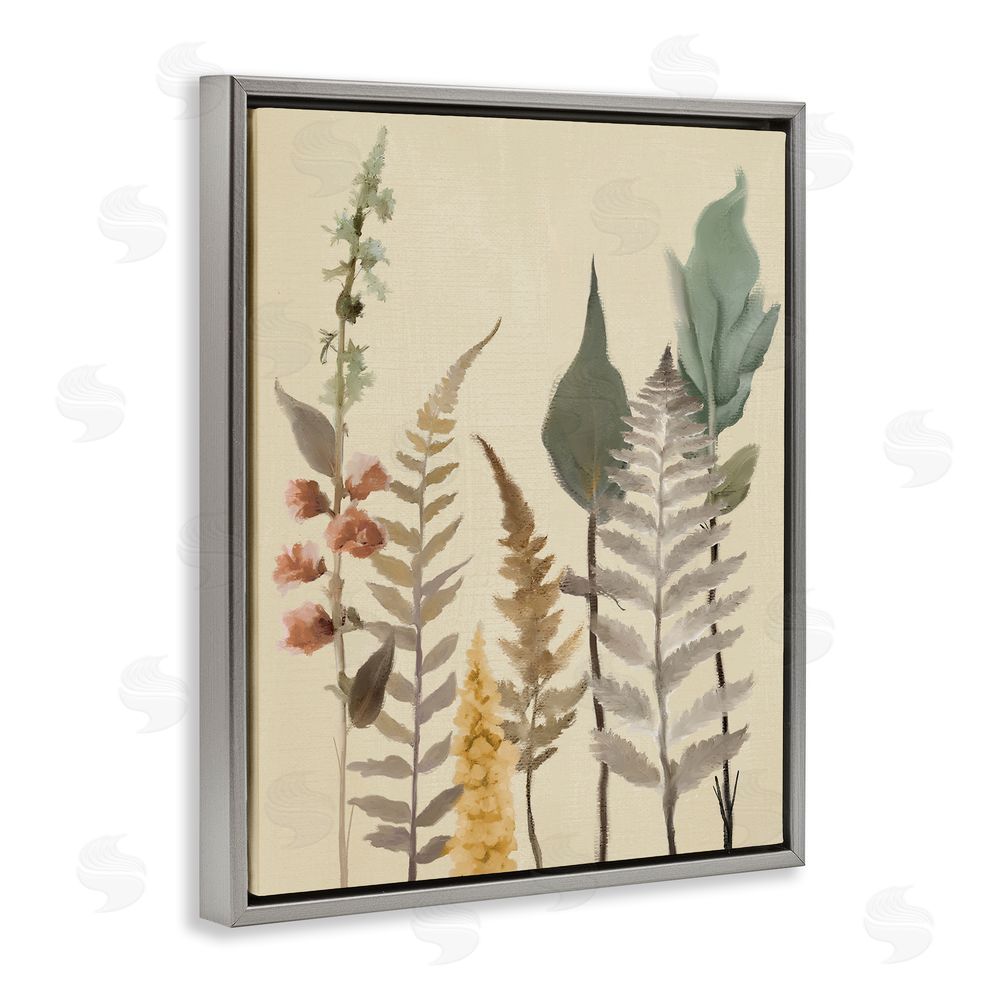 Sundance Graphics Fall Botanicals Forest Ferns Gray Floating Frame Canvas Wall Art Print