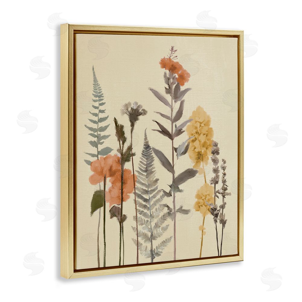 Sundance Graphics Fall Botanicals Fresh Ferns Gold Floating Frame Canvas Wall Art Print