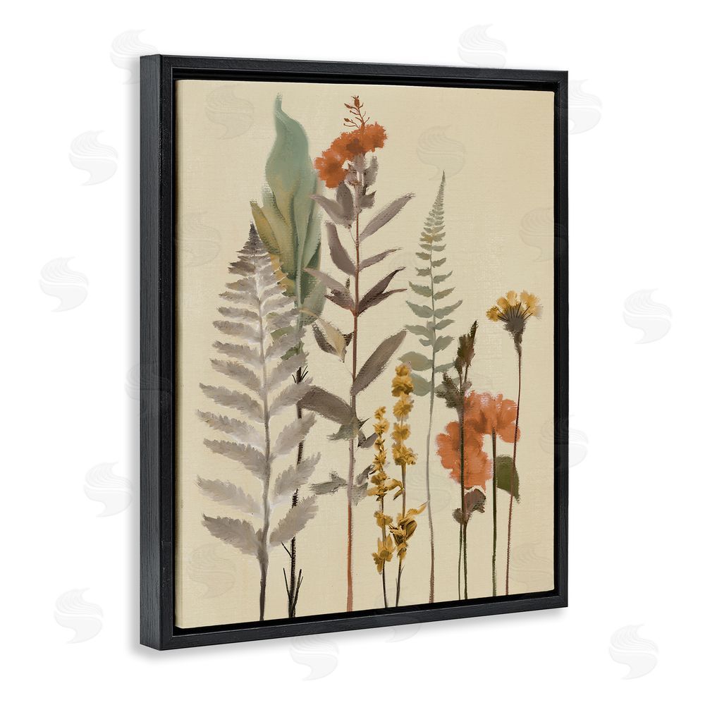Sundance Graphics Fall Botanicals and Ferns Black Floating Frame Canvas Wall Art Print