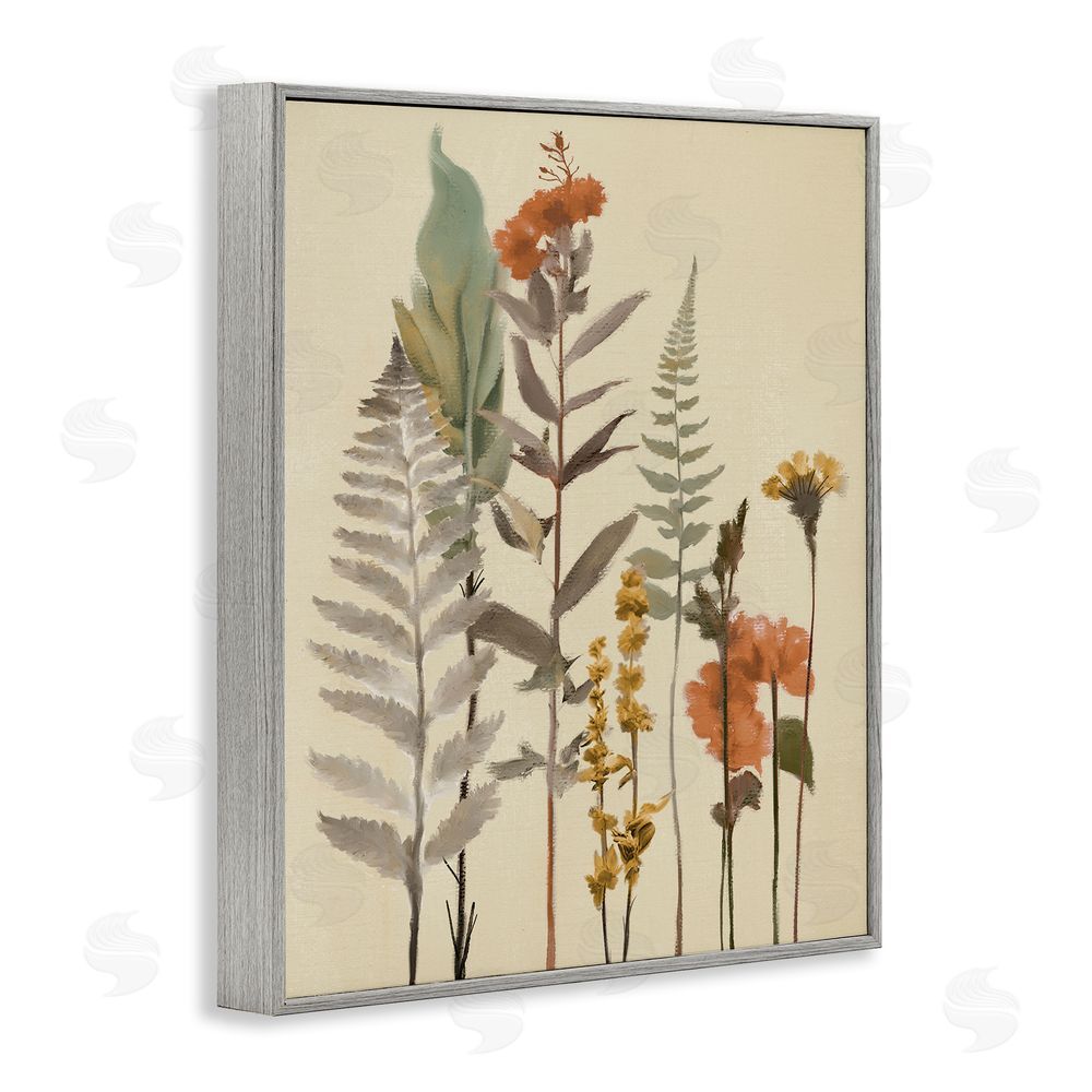 Sundance Graphics Fall Botanicals and Ferns Gray Framed Giclee Wall Art Print