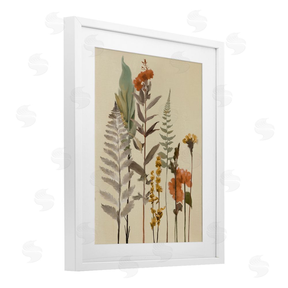 Sundance Graphics Fall Botanicals and Ferns White Framed Print Under Glass Wall Art