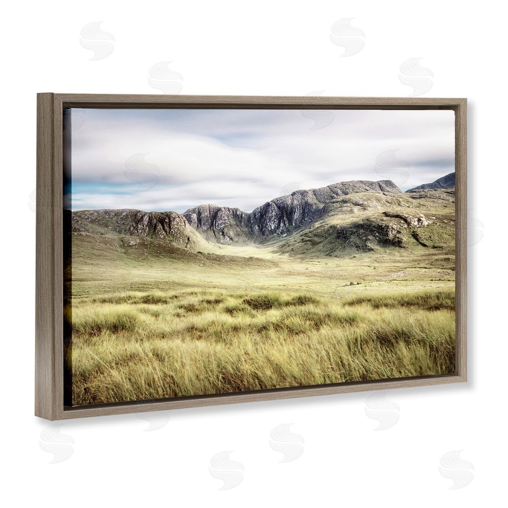 Sundance Graphics Irish Countryside Hills Brown Floating Frame Canvas Wall Art Print