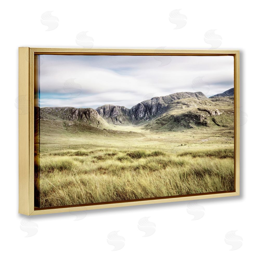 Sundance Graphics Irish Countryside Hills Gold Floating Frame Canvas Wall Art Print