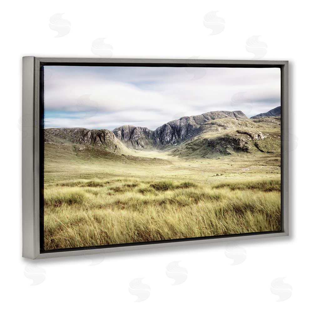 Sundance Graphics Irish Countryside Hills Gray Floating Frame Canvas Wall Art Print