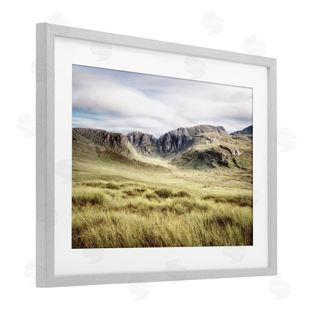 Sundance Graphics Irish Countryside Hills Gray Framed Print Under Glass Wall Art