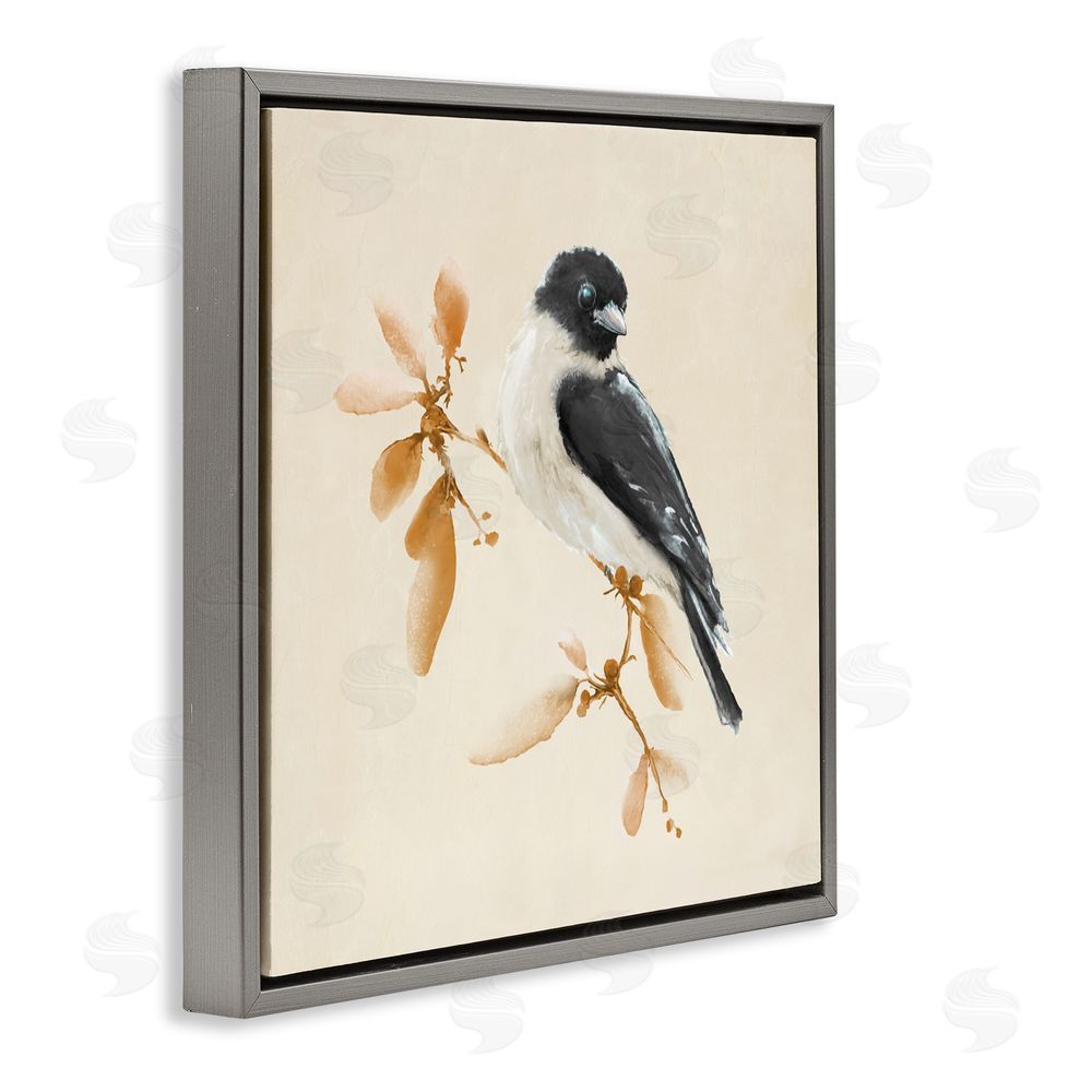Sundance Graphics Subtle Watercolor Chickadee Gray Floating Frame Canvas Wall Art Print