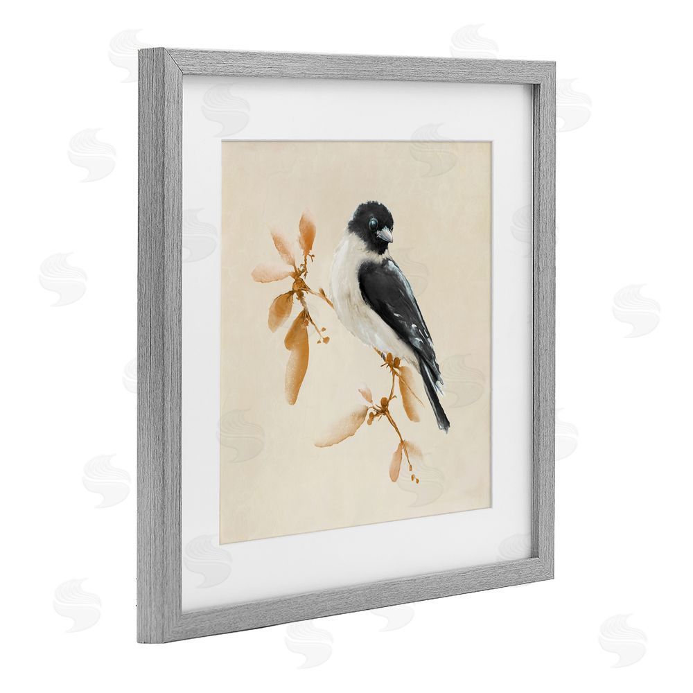 Sundance Graphics Subtle Watercolor Chickadee Gray Framed Print Under Glass Wall Art