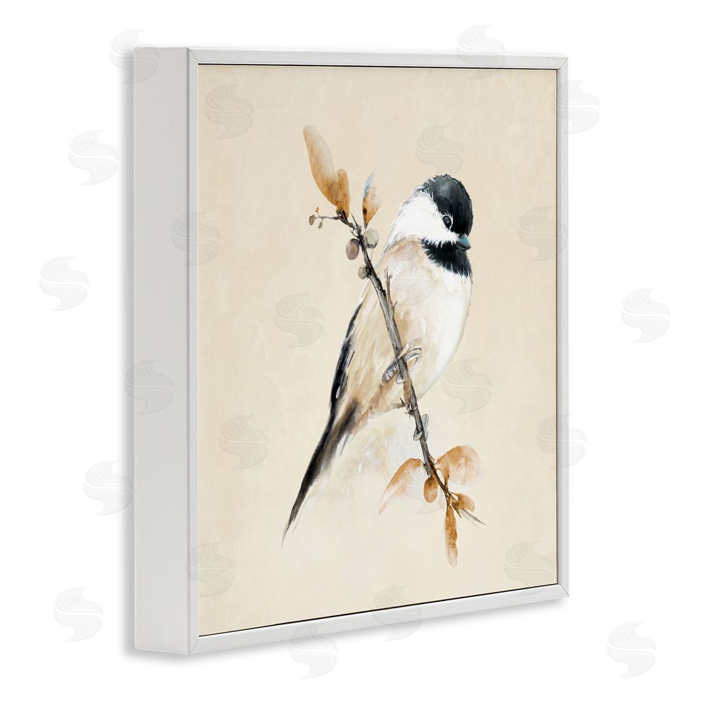 Sundance Graphics Muted Watercolor Chickadee White Framed Giclee Wall Art Print
