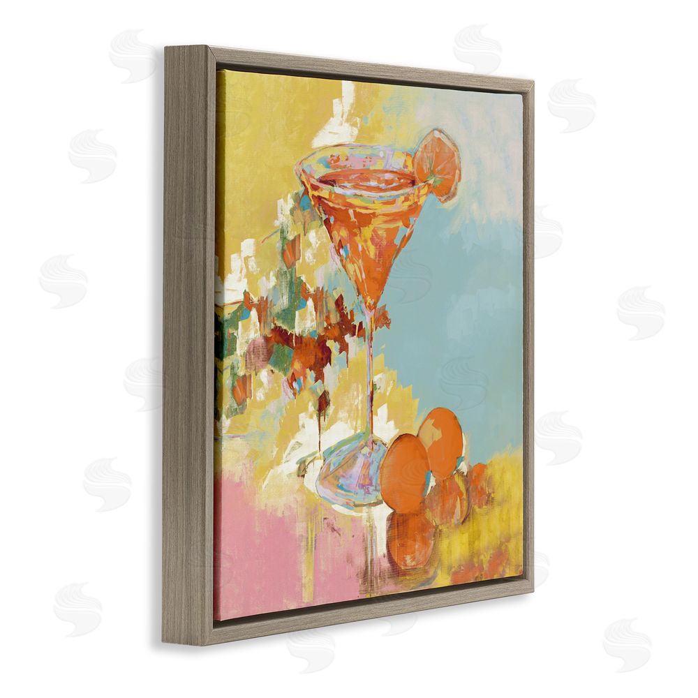 Sundance Graphics Summer Citrus Martini Brown Floating Frame Canvas Wall Art Print
