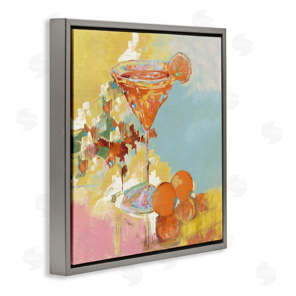 Sundance Graphics Summer Citrus Martini Gray Floating Frame Canvas Wall Art Print