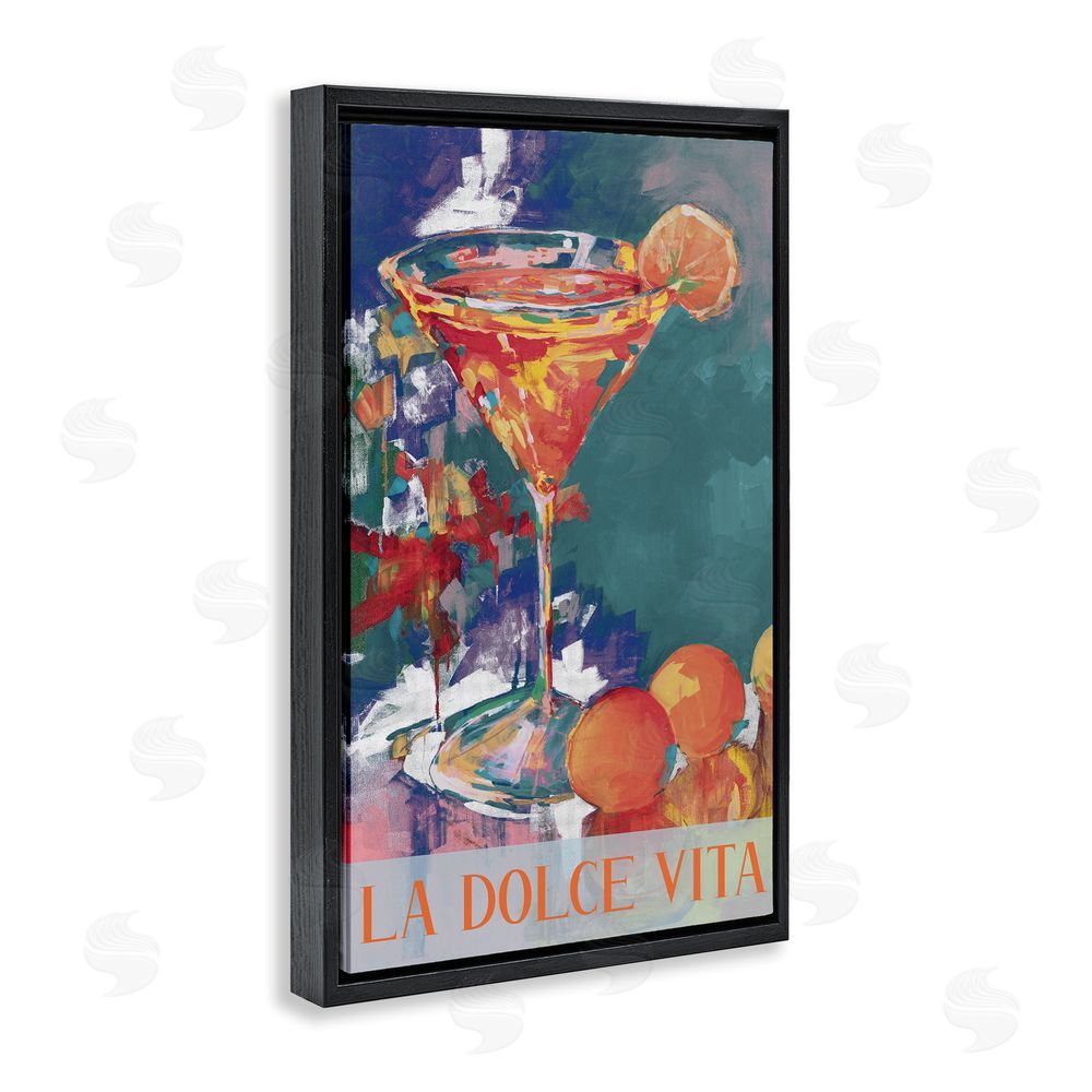 Sundance Graphics Citrus Cocktail on Blue Black Floating Frame Canvas Wall Art Print