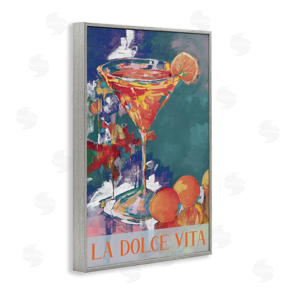 Sundance Graphics Citrus Cocktail on Blue Gray Framed Giclee Wall Art Print