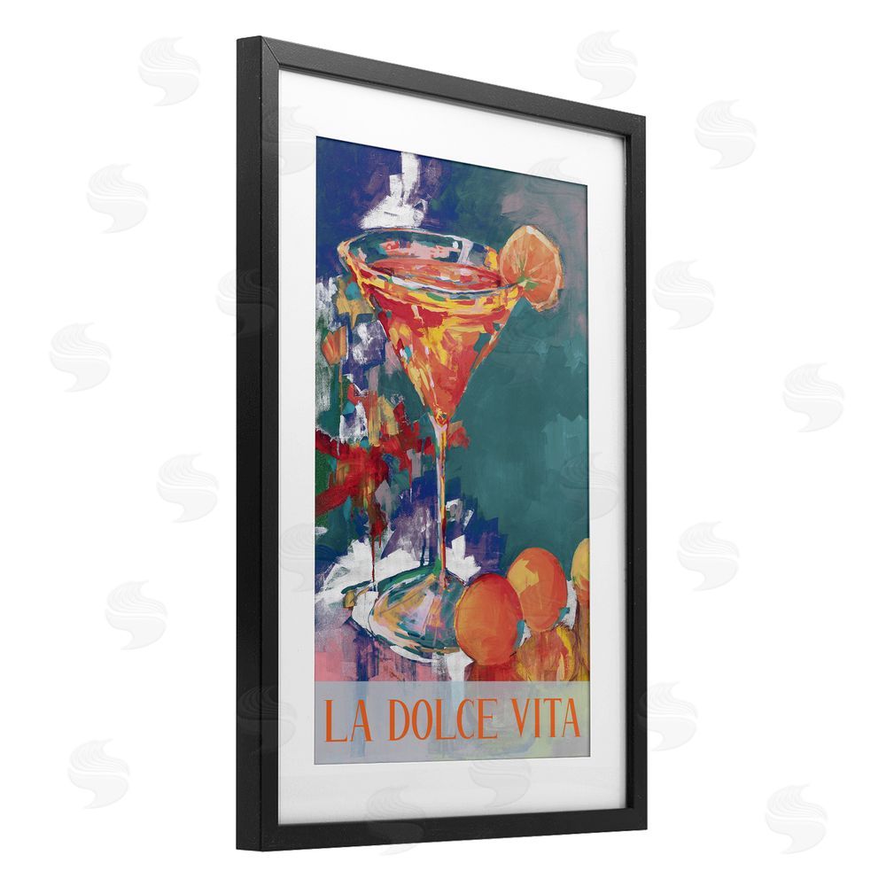 Sundance Graphics Citrus Cocktail on Blue Black Framed Print Under Glass Wall Art