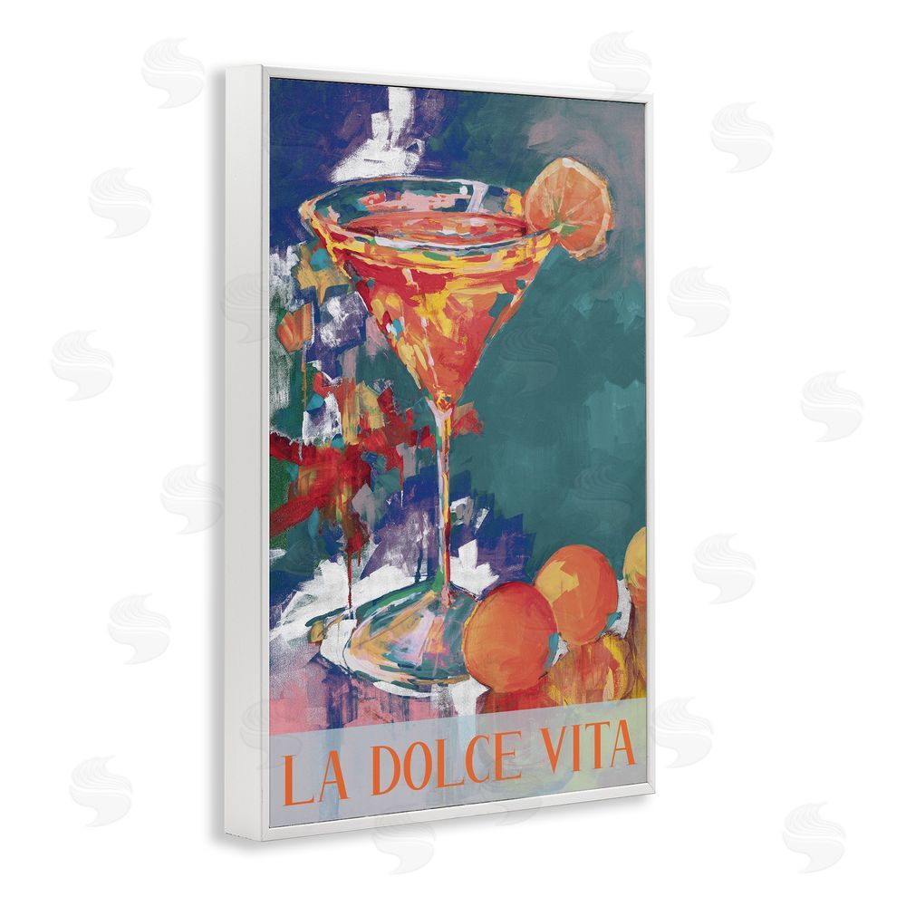 Sundance Graphics Citrus Cocktail on Blue White Framed Giclee Wall Art Print