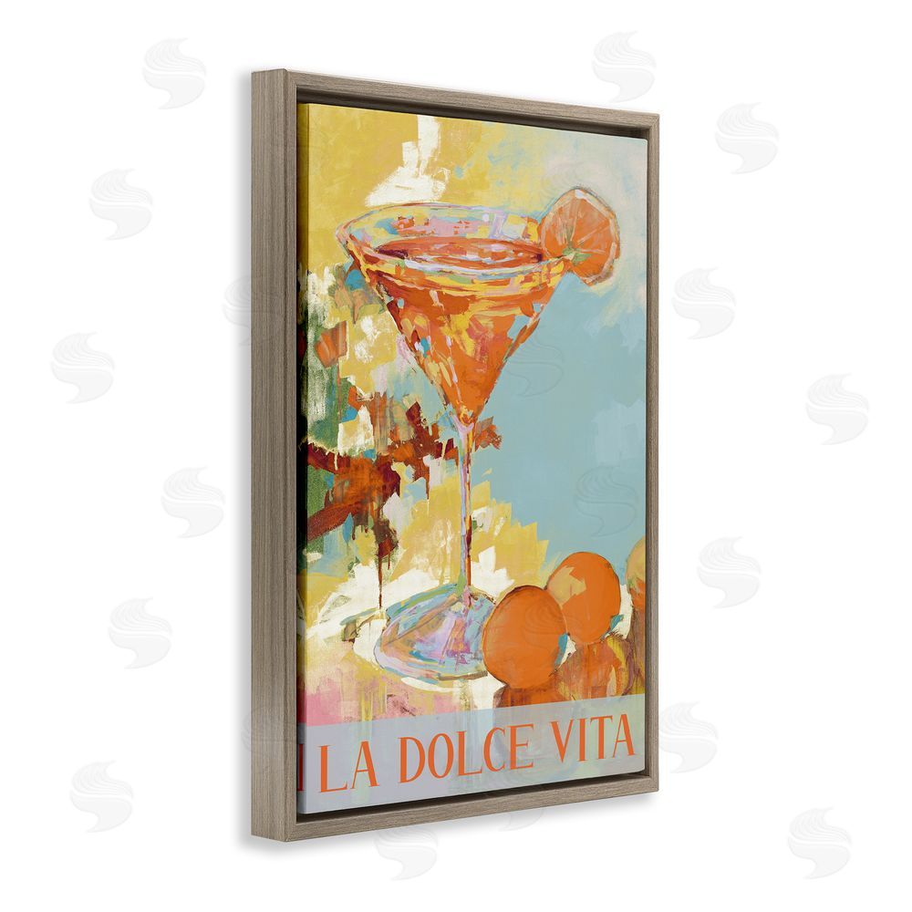 Sundance Graphics La Dolce Vita Citrus Cocktail Brown Floating Frame Canvas Wall Art Print
