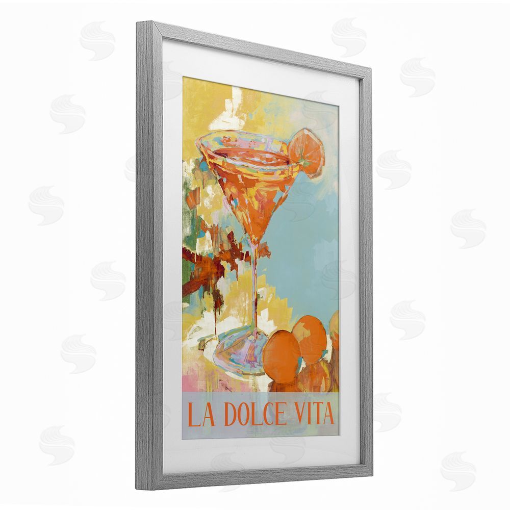 Sundance Graphics La Dolce Vita Citrus Cocktail Gray Framed Print Under Glass Wall Art