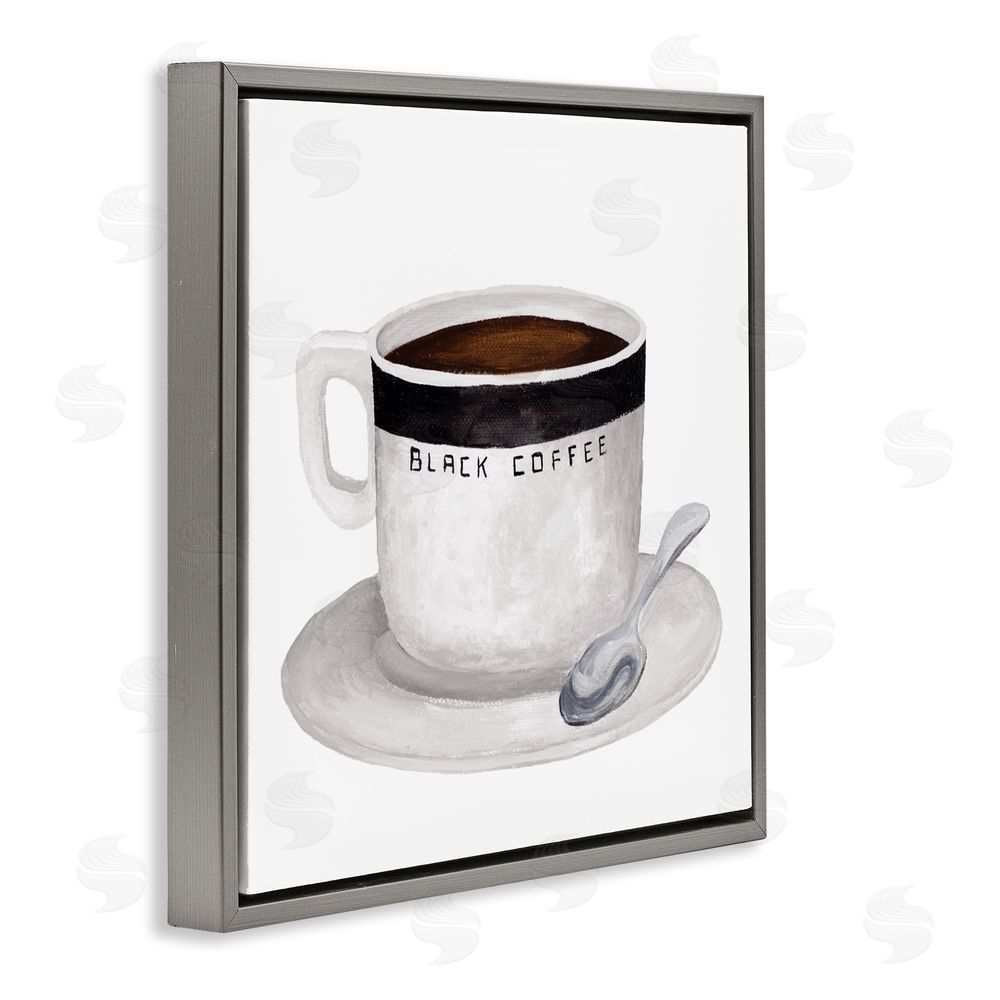 Sundance Graphics Black Coffee Mug Gray Floating Frame Canvas Wall Art Print