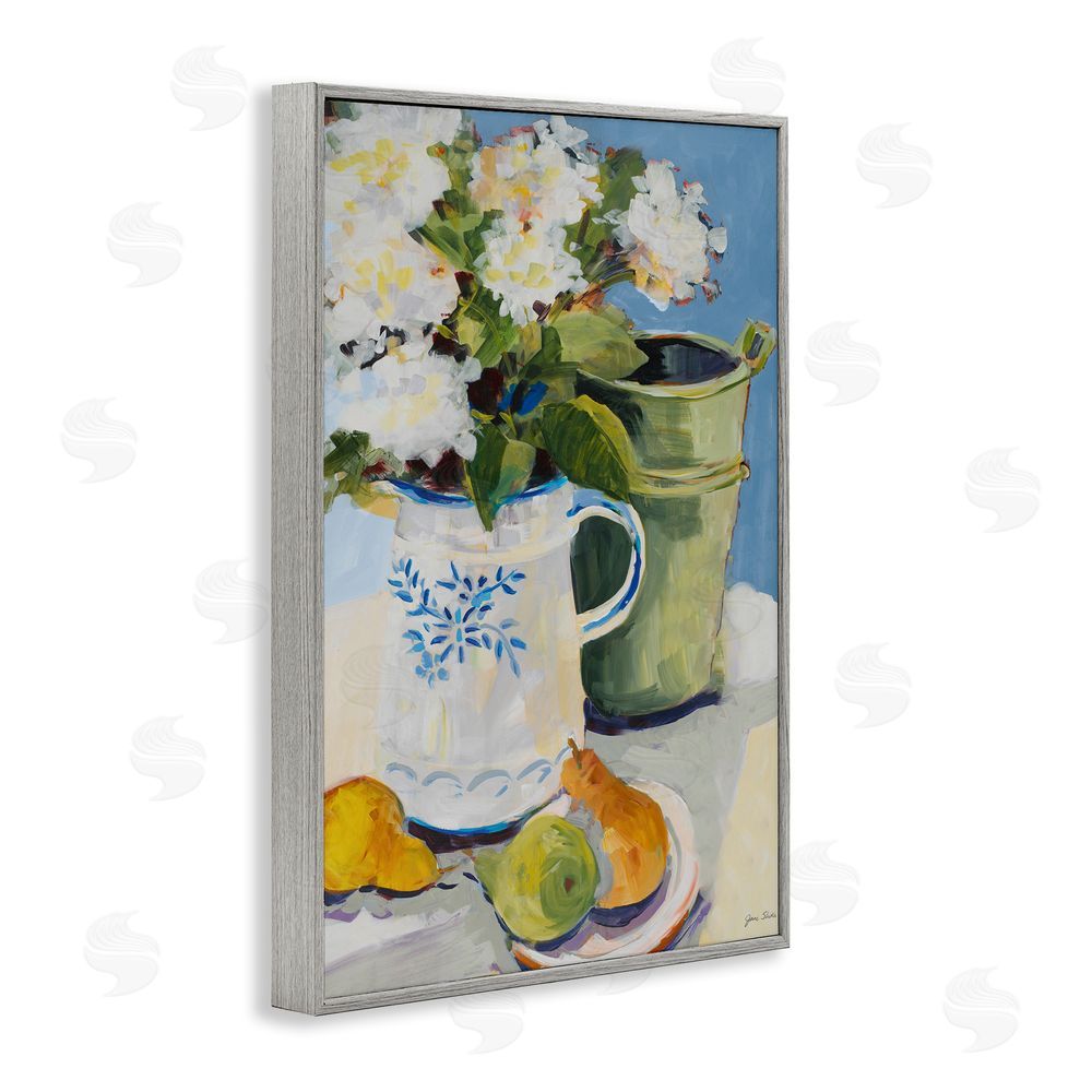 Sundance Graphics Pitcher of Flowers Still Life Gray Framed Giclee Wall Art Print