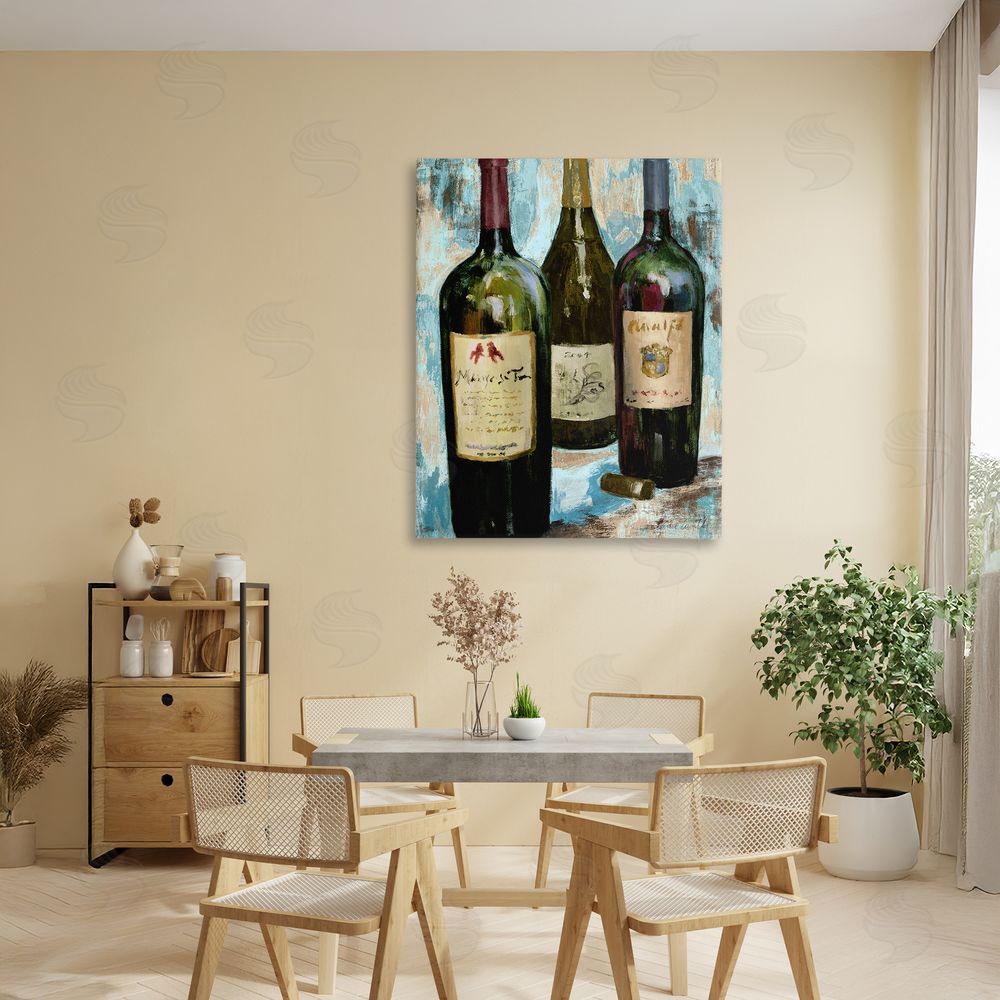Sundance Graphics Labeled Wine Bottle Trio Canvas Wall Art Print in Room