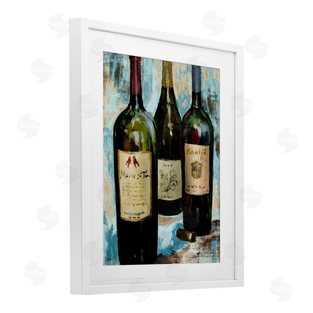 Sundance Graphics Labeled Wine Bottle Trio White Framed Print Under Glass Wall Art