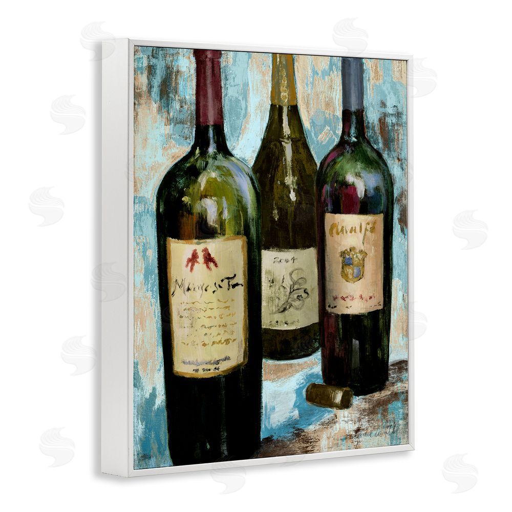 Sundance Graphics Labeled Wine Bottle Trio White Framed Giclee Wall Art Print