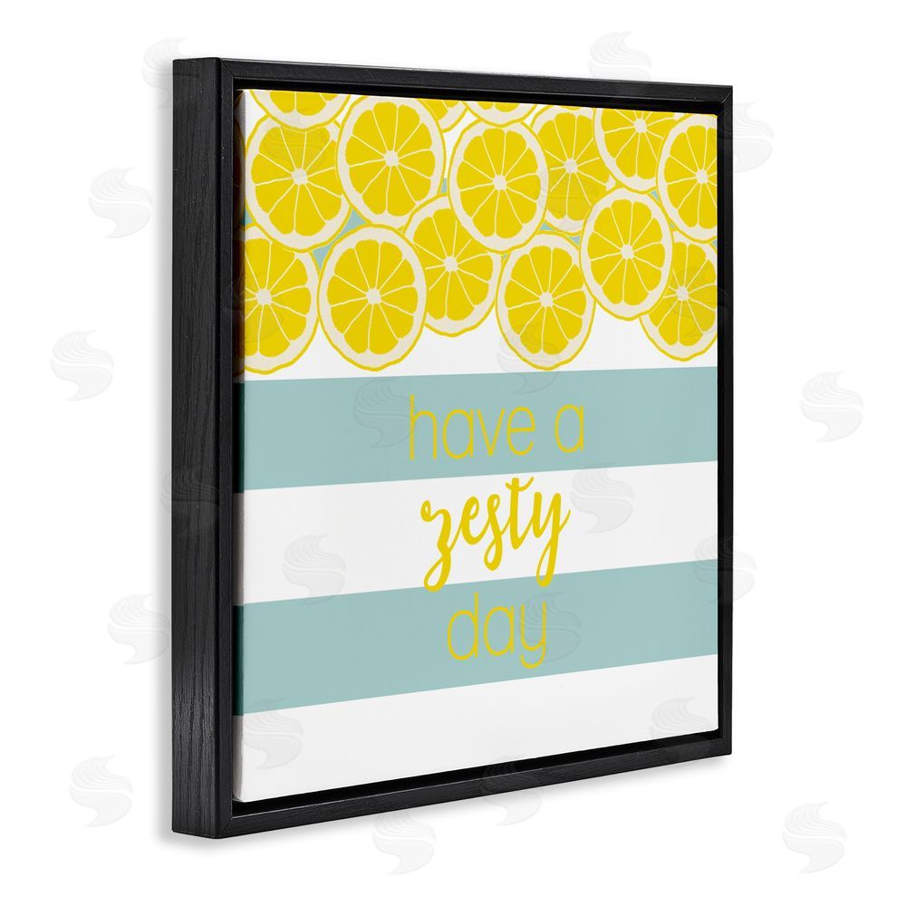 Sundance Graphics Zesty Citrus with Stripes Black Floating Frame Canvas Wall Art Print
