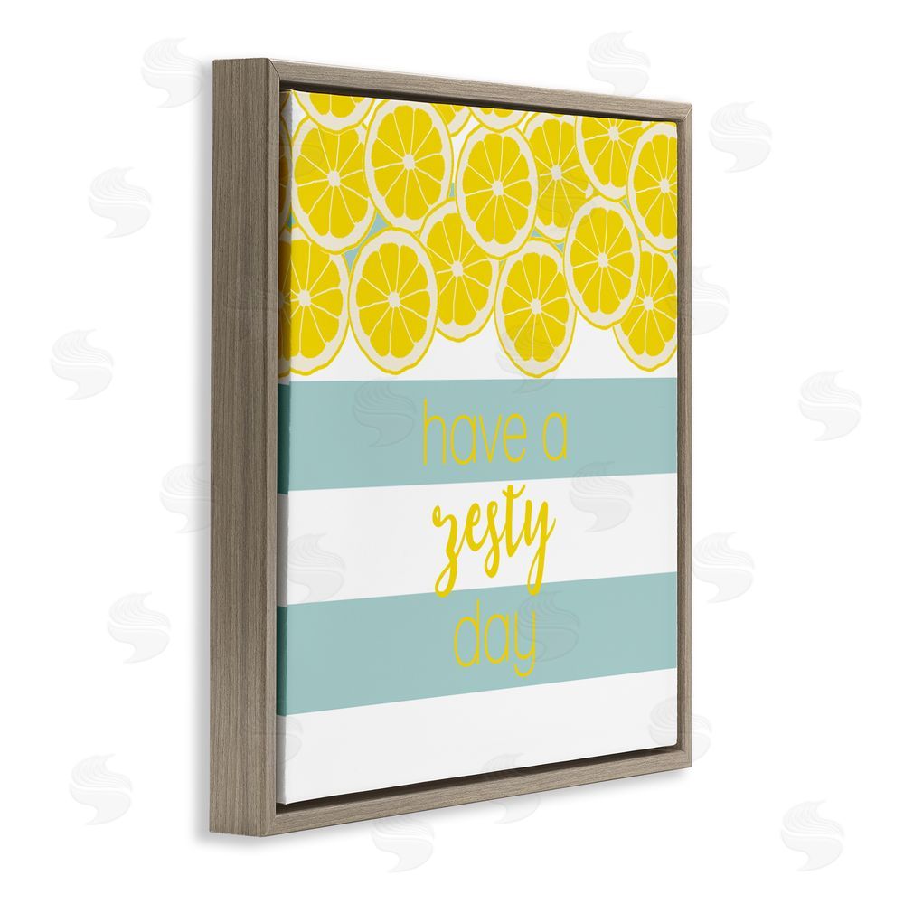 Sundance Graphics Zesty Citrus with Stripes Brown Floating Frame Canvas Wall Art Print