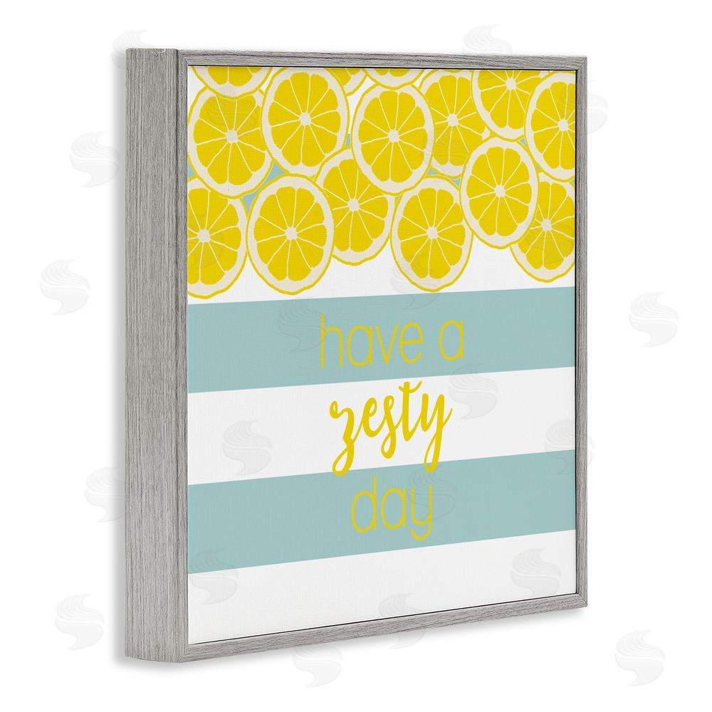 Sundance Graphics Zesty Citrus with Stripes Gray Framed Giclee Wall Art Print